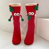 Autumn and winter scarves, Santa Claus socks, red couple gifts for women, mid-calf socks, cute children for the New Year, all trendy details Picture